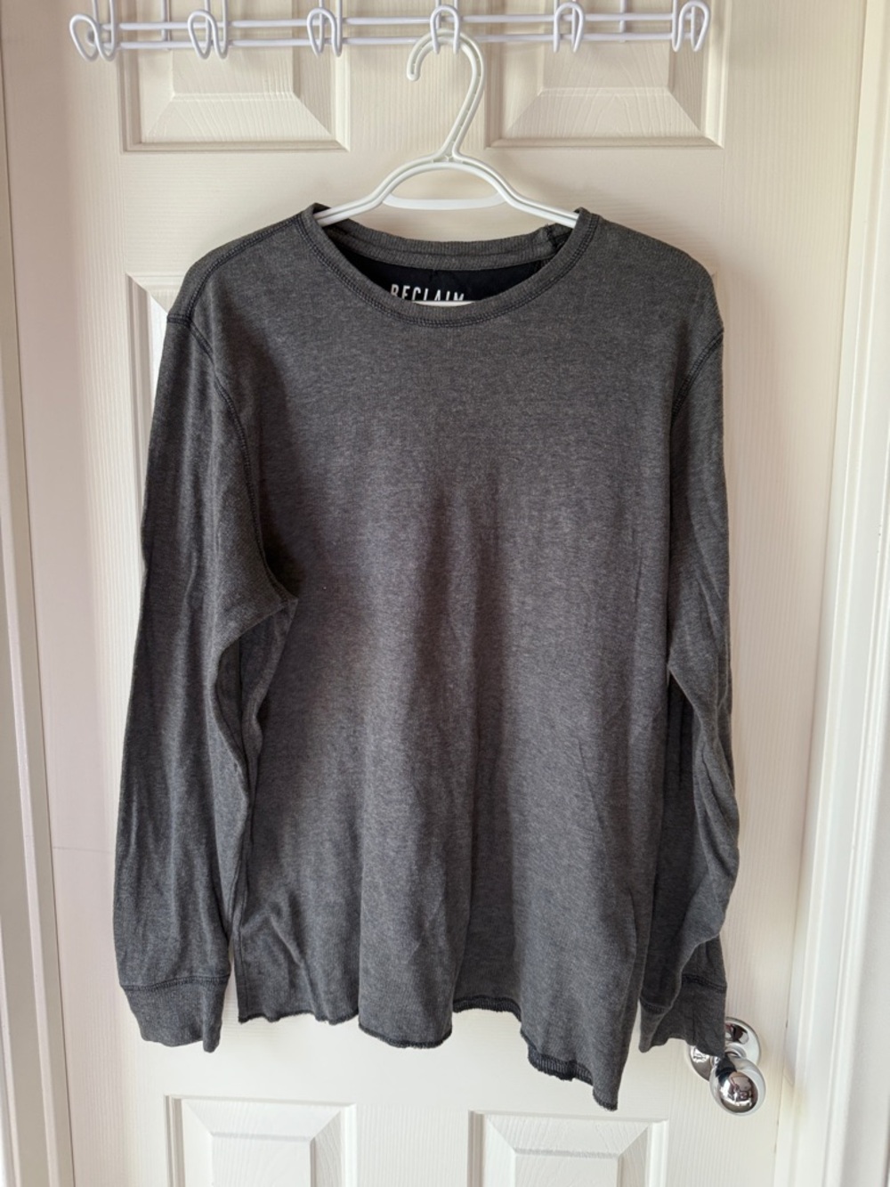 Reclaimed Vintage Charcoal Gray Crewneck Long-Sleeve Pullover